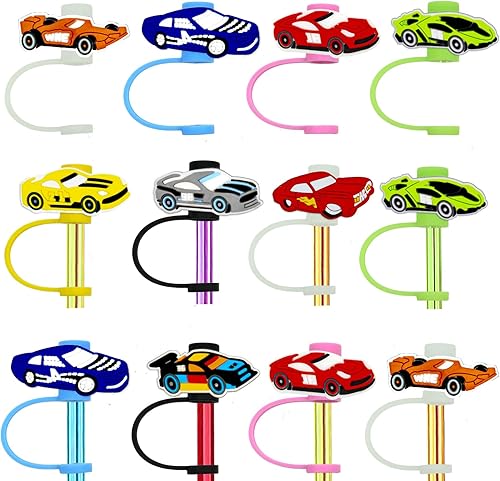 16 tapas de silicona reutilizables de grado alimenticio con temática de auto de carreras, adecuadas para bolsas de recuerdos de fiesta, fiesta de