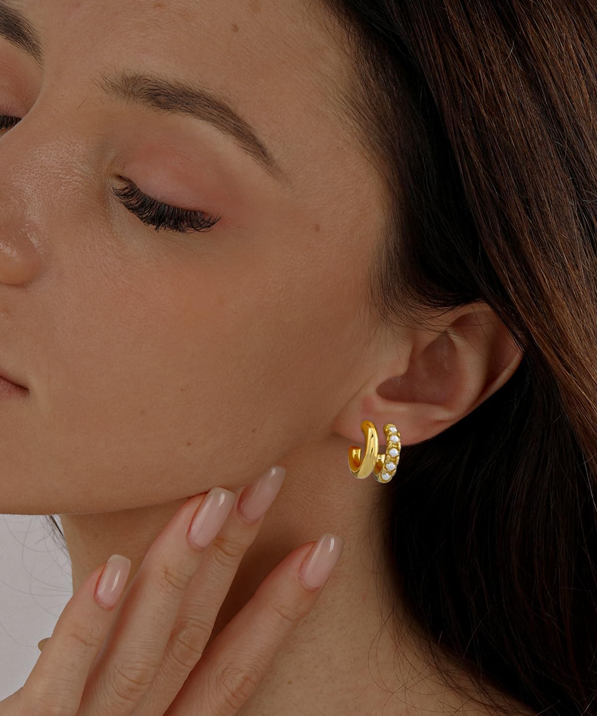 Dangle Hoop Earrings for Women 14K Gold Silver Plated Huggie Earring Sets for Multiple Piercing Dainty Hypoallergenic Cartilage Earring Stack Cubic Zirconia Pack Trendy Jewelry Gifts - Image 4