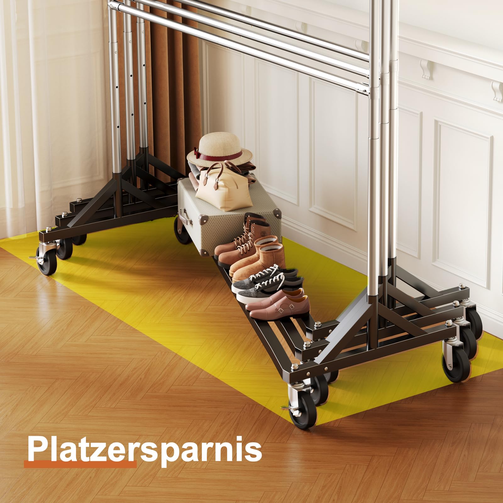 HOKEEPER Kommerzieller Kleiderständer mit Z-Ständer, Tragkraft 250 kg, robuster Schwerlast-Garderobenständer, verstellbarer Kleiderstange auf Rollen zum Aufhängen