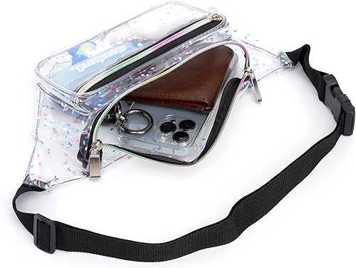 Miniatura 5 de Riñonera holográfica de grava, color plateado, dorado, rosa, morado, para mujeres, festivales, rave, fiestas, viajes, Pétalos multicolor