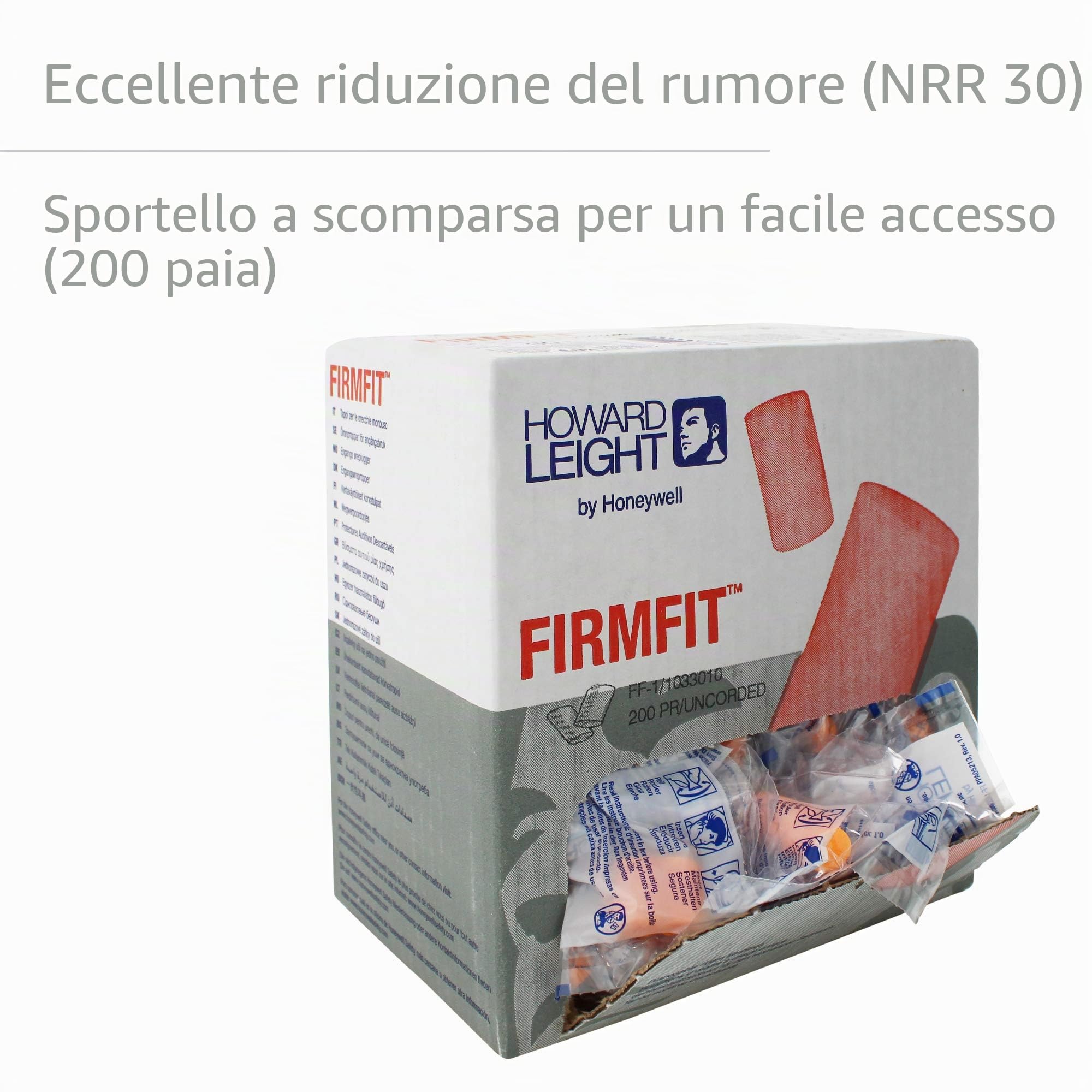 Howard Leight by Honeywell Firm Fit Disposable Foam Earplugs, Polybag, 200-Pairs (FF-1)
