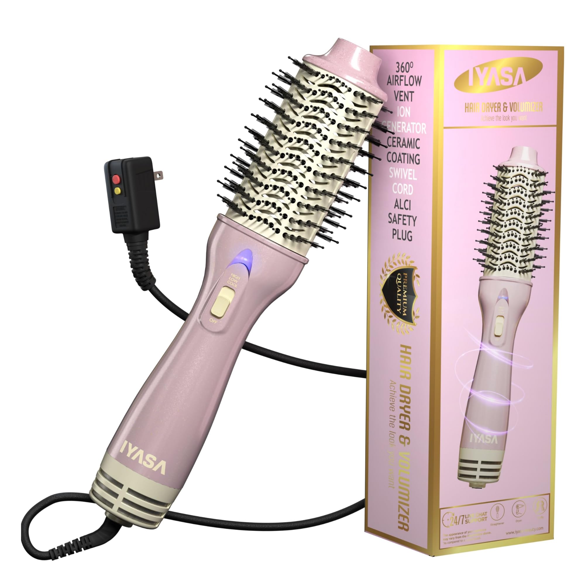 IYASA 3 Large Barrel Ionic Hot Air Brush