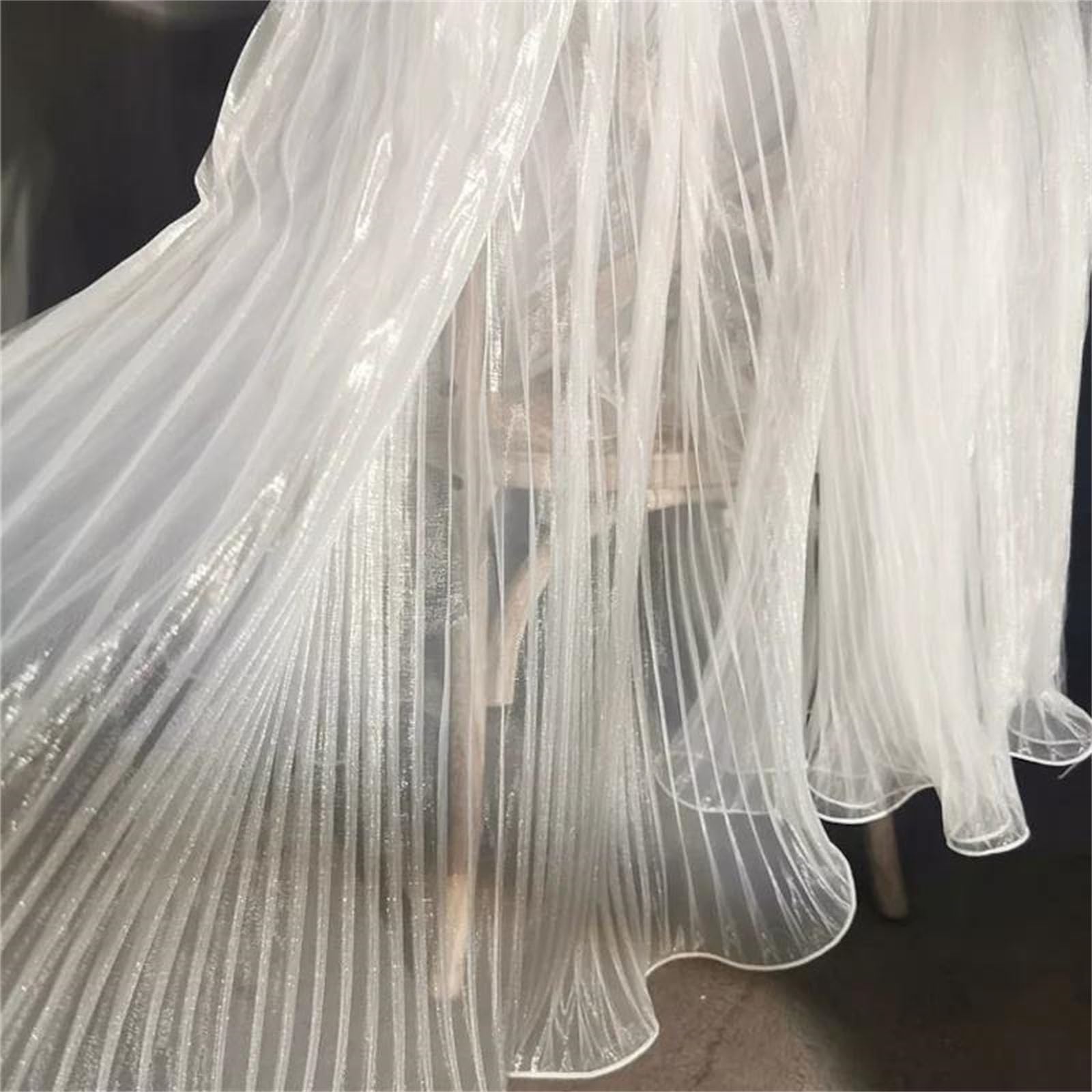 Tela de organza, Tela de organza 145cm x 0,5-10M blanca 99% poliéster for confección nupcial(145cm x 3M)