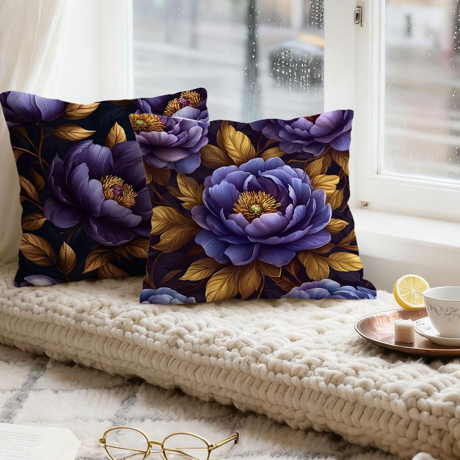 PúRpura Funda Cojin 60x60 MarróN Funda Almohada 60x60 Cojines Sofa Súper Suave Fundas Cojines Decorativos Fundas Almohadas 4 Piezas Cervicales y Cuello, para Hogar Sofa Cama Salon Decoracion E - 927