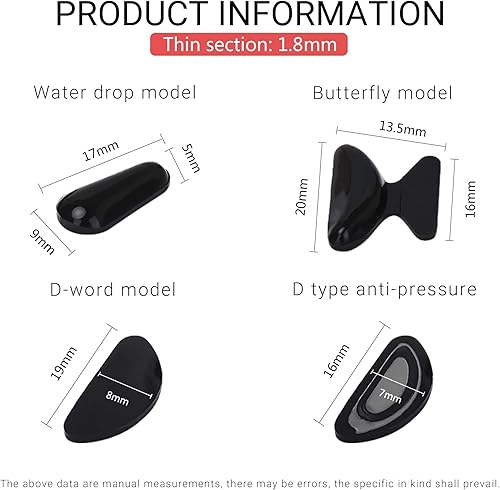 Miniatura 2 de 16 pares de almohadillas de silicona para la nariz, almohadillas de nariz de silicona suave contorneadas con adhesivo antideslizante con respaldo