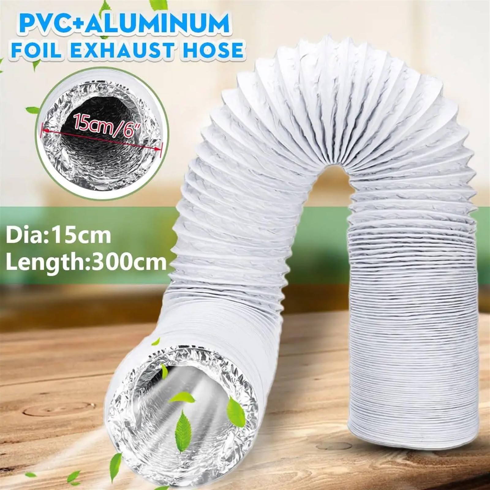 Tubo Aire Acondicionado Portatil Manguera de Escape Flexible de 150 mm for Aire Acondicionado portátil. Conducto de ventilación.