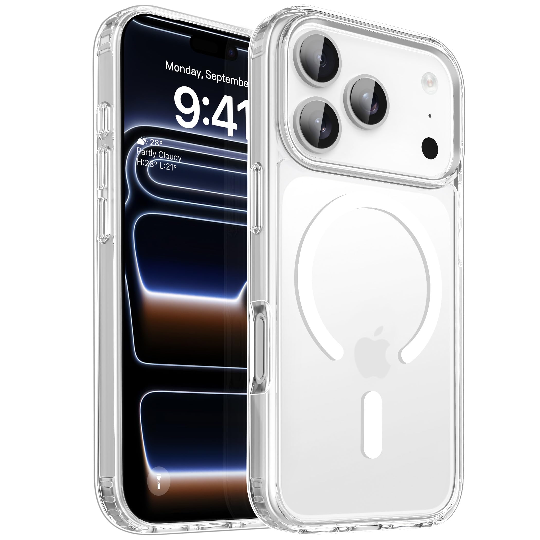 CACOE für Kameraschutzend, Kompatibel mit MagSafe, Stoßfest Kratzfest Magnetisch Rückseite Handyhülle für iPhone Case Transluzente