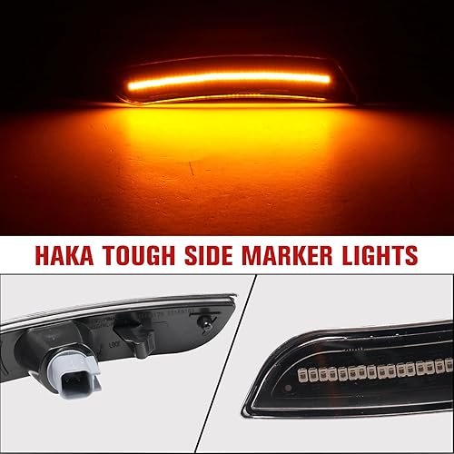 Miniatura 4 de HAKA TOUGH Luces LED de posición laterales y tercera luz de freno para Chevy Camaro 2016-2022, luz de marcador lateral delantera trasera ahumada y