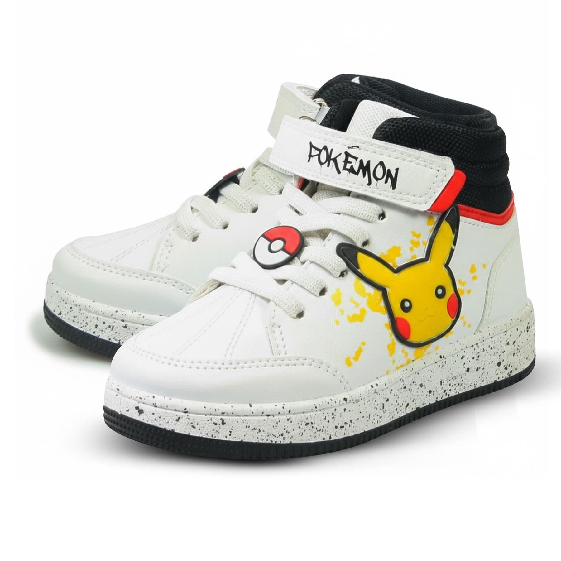Offiziell lizenzierte Pokemon Pikachu Jungen Mädchen Hi-Top Turnschuhe Kinder Schnürschuhe Turnschuhe mit Riemen Bequeme Alltagsschuhe mit griffiger Sohle Pikachu Print Sneakers Kinder Schuhgröße 43
