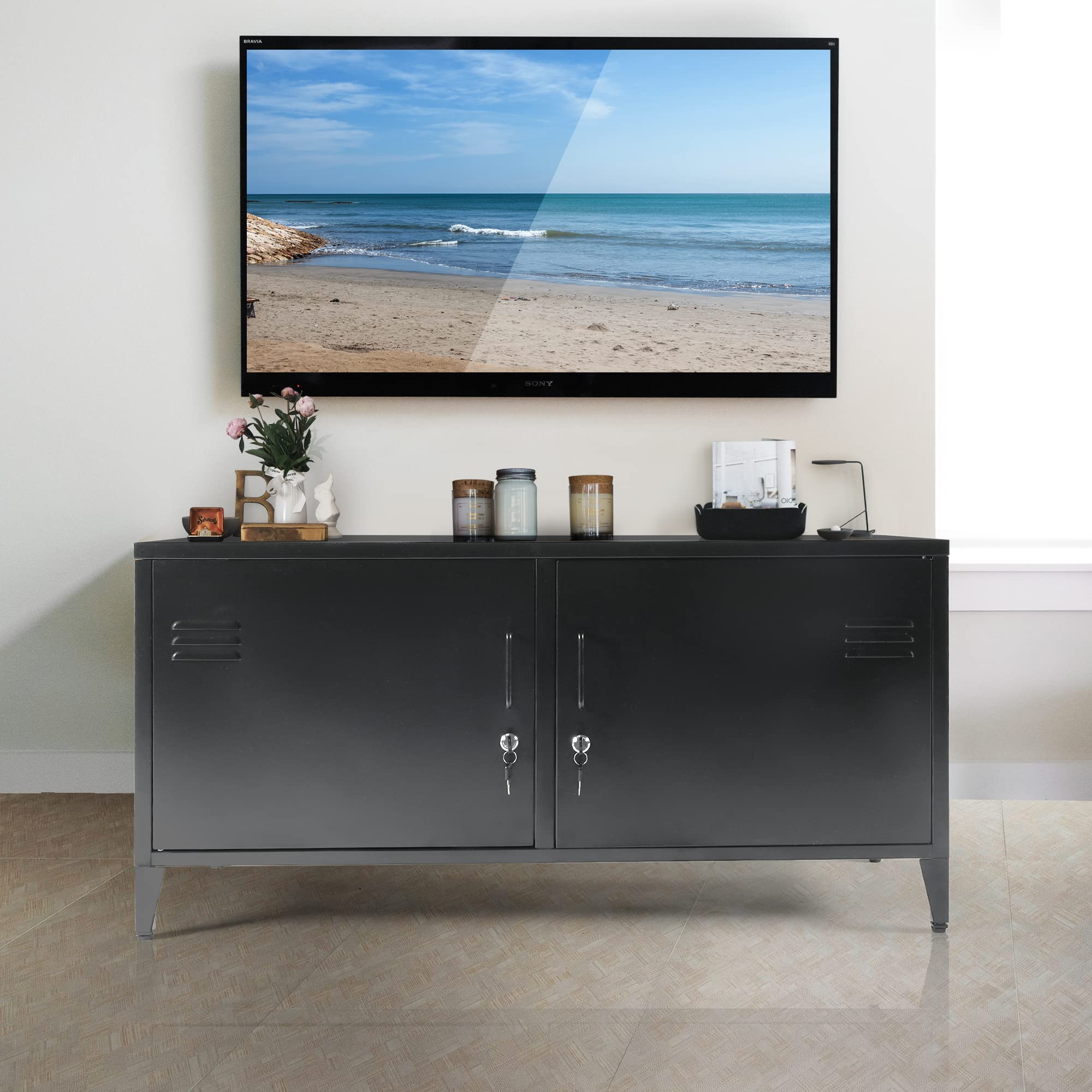 HOPUBUY Black Metal Storage Steel Locker with