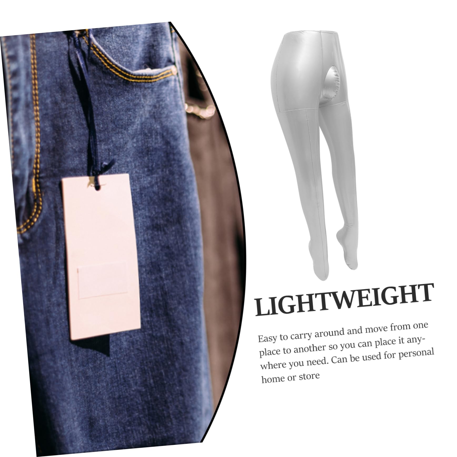TOPBATHY Mannequin Gonflable Homme en PVC Argenté pour Exposition de Pantalons, Corps Pliable et Gain de Place pour Boutique de Vêtements et Usage Personnel