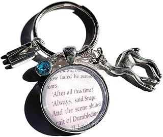 Personalised After all this time DEER 25mm glass cabochon keyring add birthstone & initial gift, wizard themed book quote birthday Xmas present