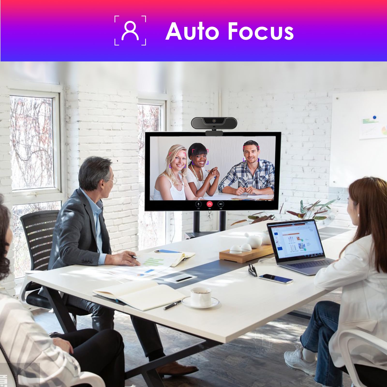 V20 UHD 4K Webcam mit Mikrofon und Lautsprecher, 4K/25FPS, 1080P/30FPS, AI Autofokus, Fernbedienung, 3XZoom, 112°Sichtfeld, Plug&Play, mit Abdeckung und Stativ für Videoanruf und Konferenz
