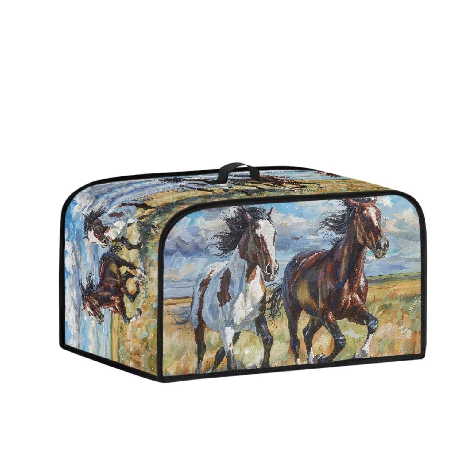 Kathyboom Horse Slow Cooker Dust Cover Lightweight Crock Pot Cover with Side Pockets for Kitchen Accessories Anti Dust Cover Fit for Most 6-8 Qt Slow Cookers