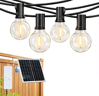 Zivif 30FT Solar String Lights with 20W Solar Panel and 5000mAh Battery