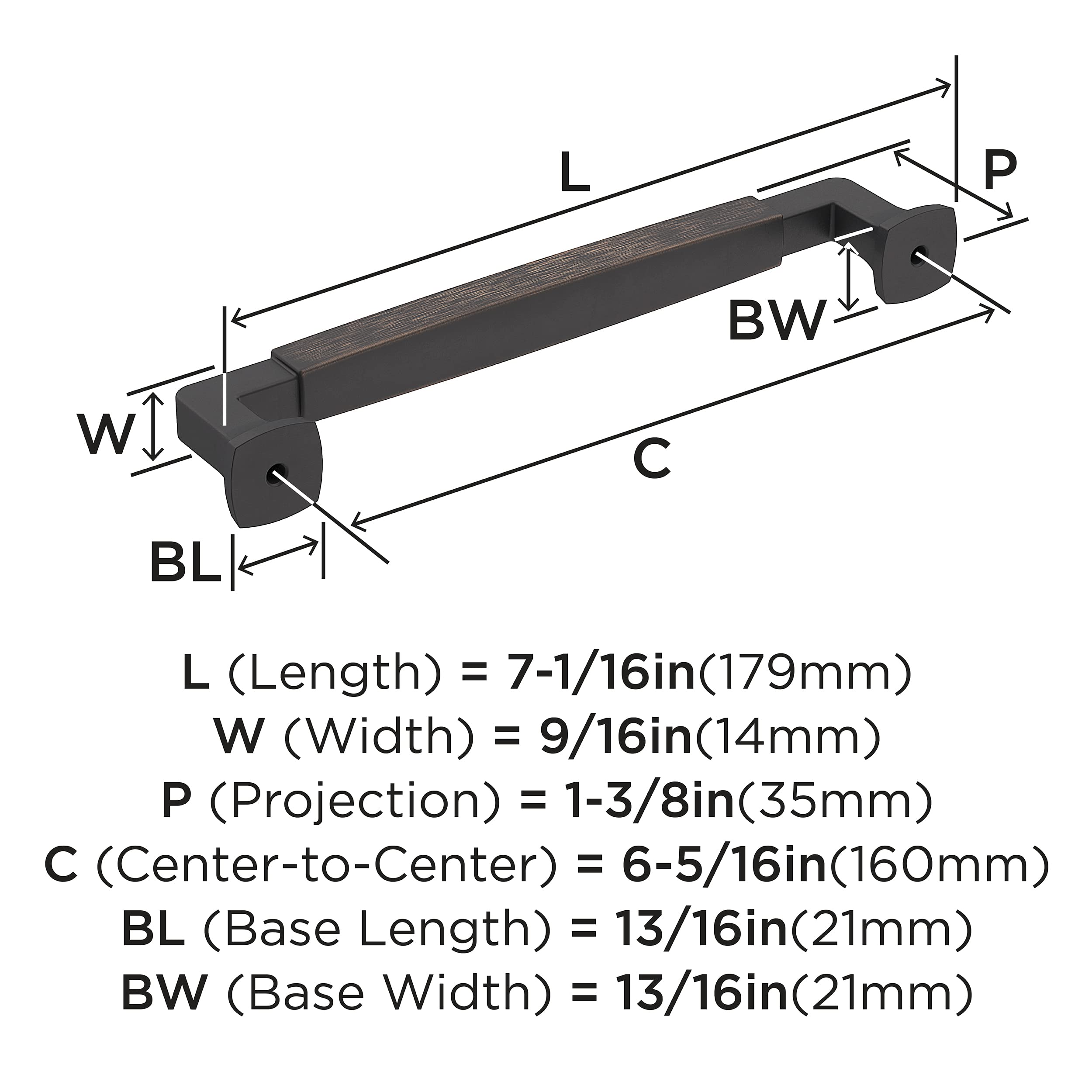 Amerock, Oil-rubbed Bronze, 6-5/16 inch (160mm) Center-to-Center - Image 4