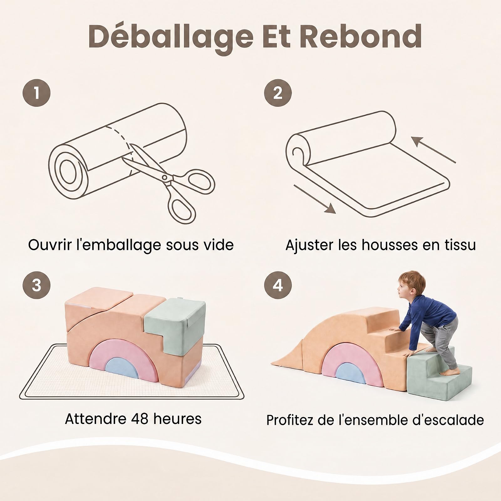 GOPLUS Parcours Motricité Bébé en Mousse 5 Pièces pour Tout-Petits 3+Ans
