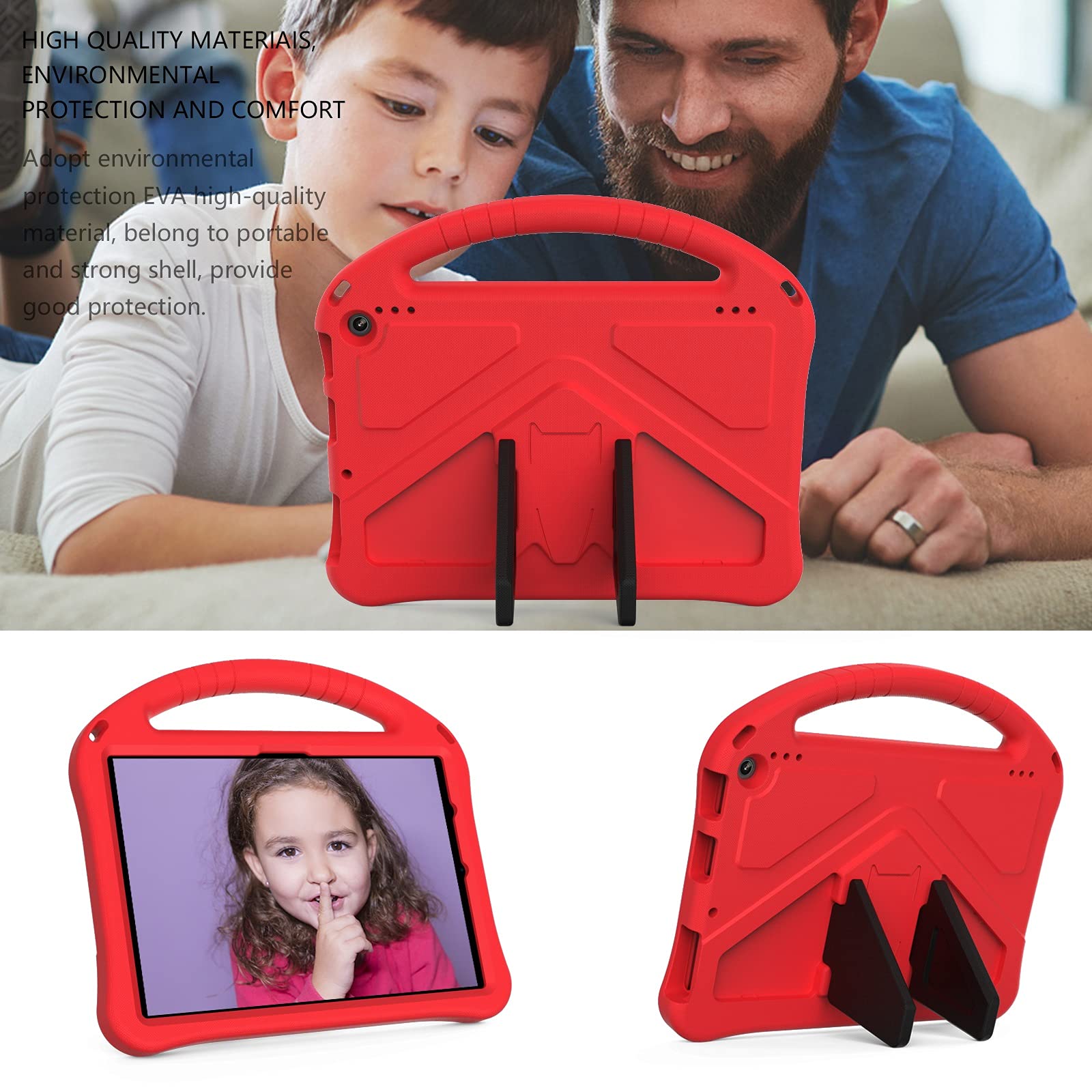 Pokrywa tabletu Dla dzieci dla Kindle Fire HD10 2021. Sprawa, dla ognia Kindle HD 10. Plus 2021 Case, dla dzieci Eva Shockproof Lightweight Dropproof Stand Tablet Case Strona główna tabletu(Blu)