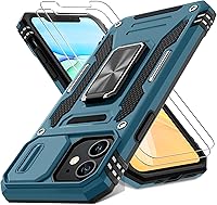 Vista 59 de DEERLAMN Funda para iPhone Air de 6.5 pulgadas con cubierta deslizante para cámara + protector de pantalla (2 paquetes), soporte de anillo giratorio