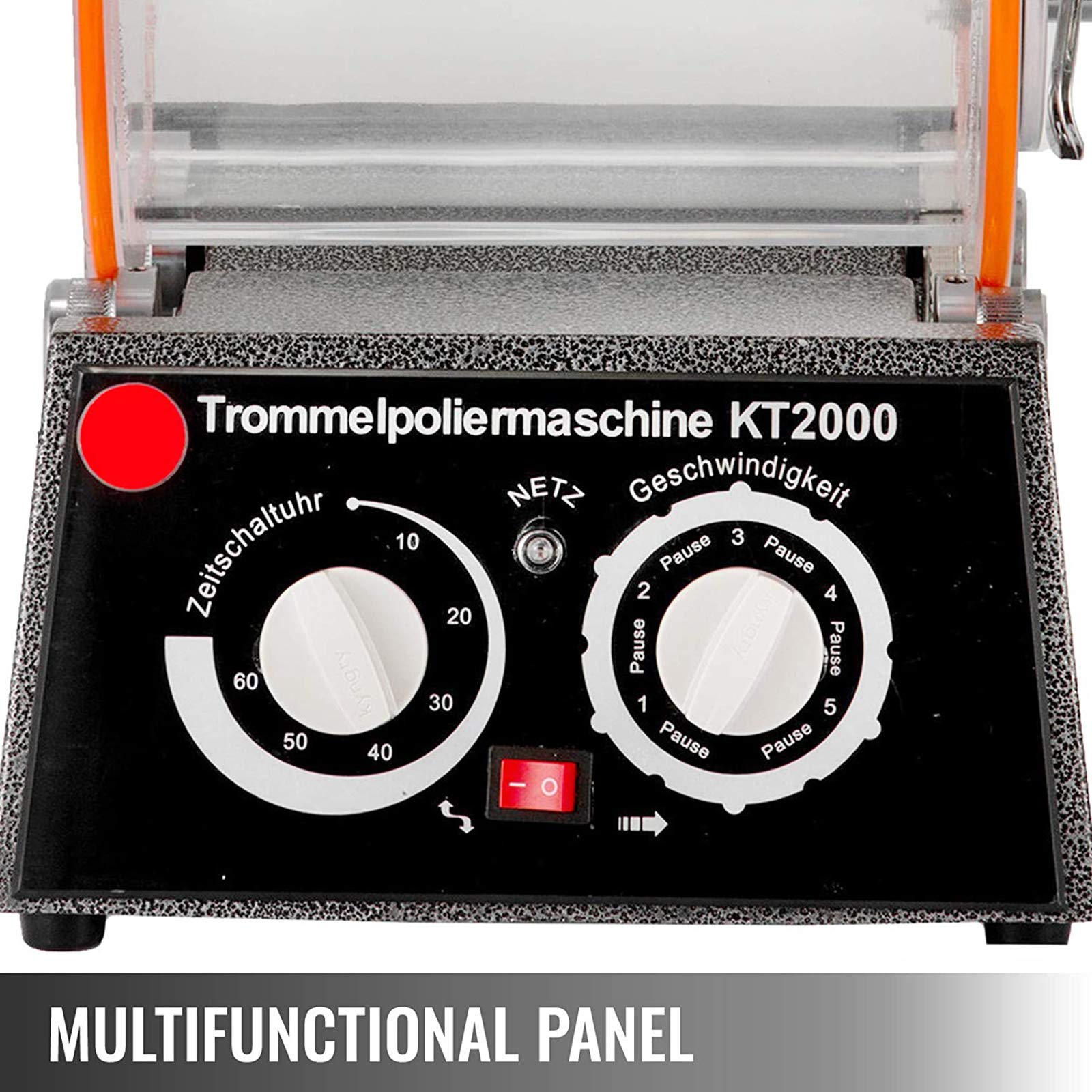 Poliertrommel Aus Zähem Polycarbonat 5 Kg, Rotary Tumbler Oberflächenpolierer 60 W, Schmuck Polieren, Dreh-Tumble Labor Kugelmühle, Rutschfest, Stabil Für Magnesiumlegierungsmaterialien