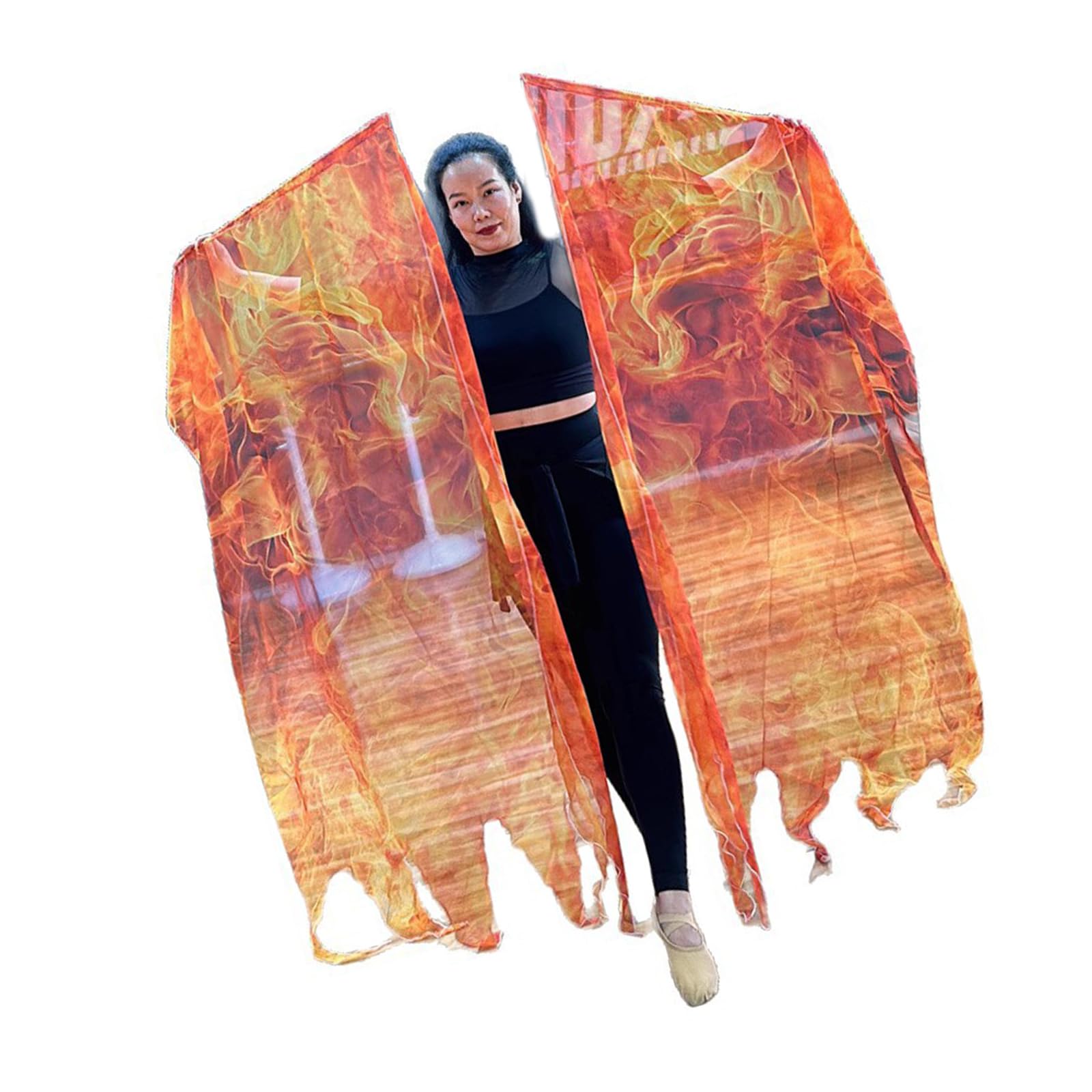 Tsophreniq 2Pcs Flame Pattern Worship Wing Flags Praise Dance Flags with Scalable Rods for Dance Banners Easy to Use Praise Props