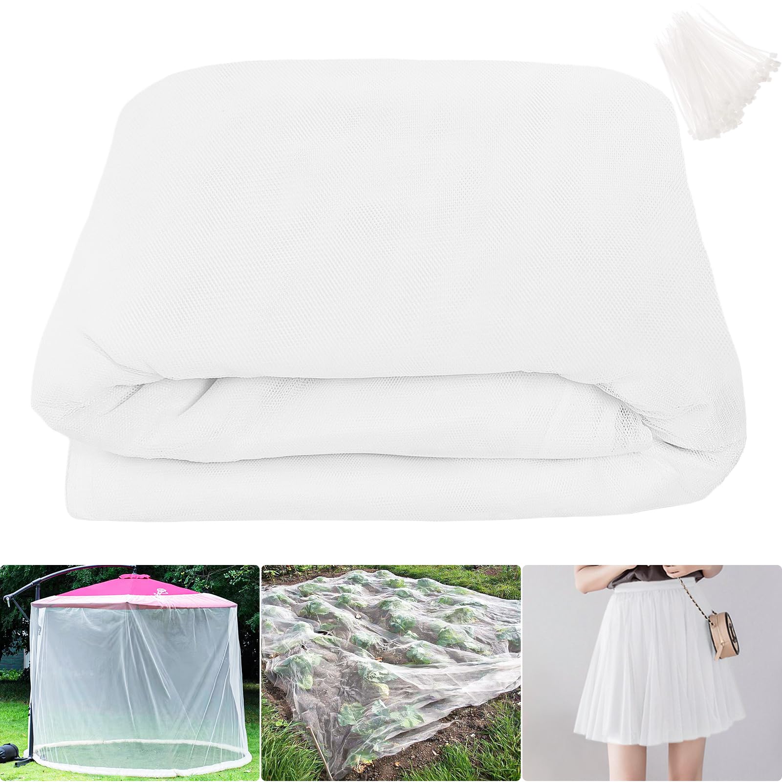 Telo Zanzariera Rete Antizanzare 3x10m, Rete Anti Insetti, Rete Balcone Esterno Barriera per Mosche Mosquito e Uccelli, per Terrazzo Giardino Gazebo Piscina e Protezione per Piante(Bianco)