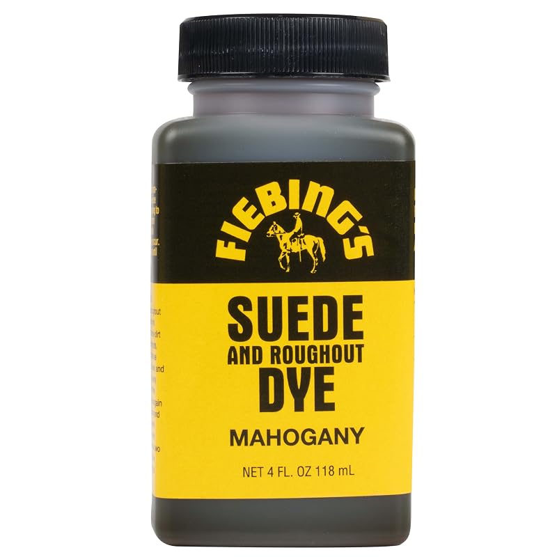 Fiebing's Tinta Mahogany para Camurça e Couro Roughout, Líquida, com Aplicador de Lã, 118 mL