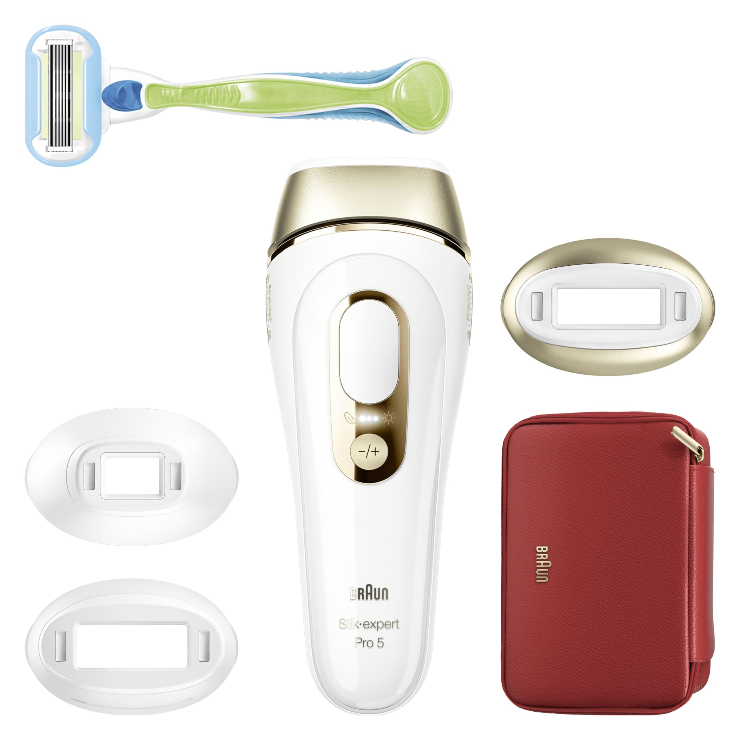 Braun Silk·expert Pro 5 Epilatore Luce Pulsata, Depilatore Corpo Donna, Alternativa al Laser Peli, Con Custodia, Rasoio Donna Venus, 3 Testine, Luce Pulsata Braun, Idea Regalo, PL5262