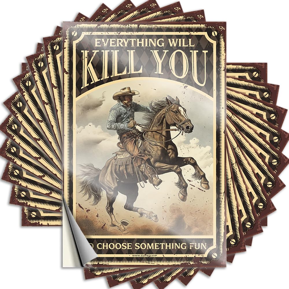Heavy Funny Sticker, Funky Water Cowboy Everything Will Kill You So Choose Something Fun | Funny Quote Alcohol Decals(12X18CM)