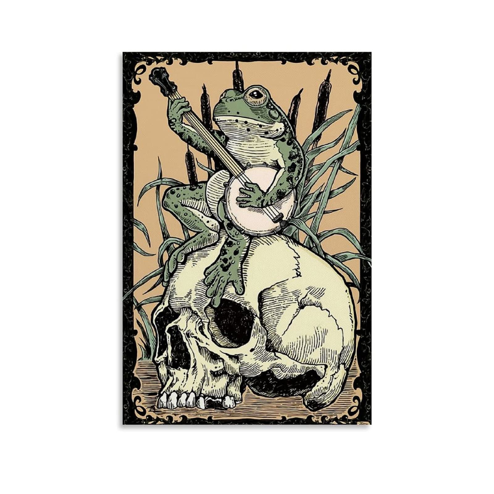 Vintage Poster LQH Frog with Banjo Canvas Art Poster and Wall Art Picture Print Modern Family Bedroom Decor Posters 16x24inch(40x60cm)