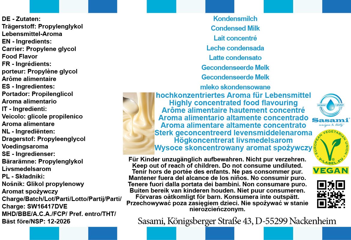Kondensmilch Aroma Konzentrat - Vegan - Sasami - 100ml