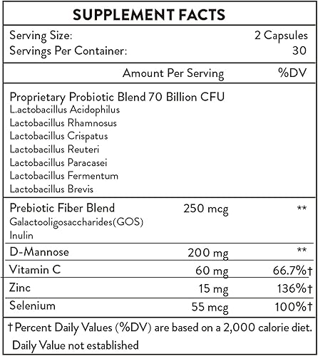 Miniatura 2 de Probióticos vaginales para mujeres, equilibrio de pH y salud vaginal con 70 mil millones de UFC y prebióticos - Apoya el control de olores, tracto