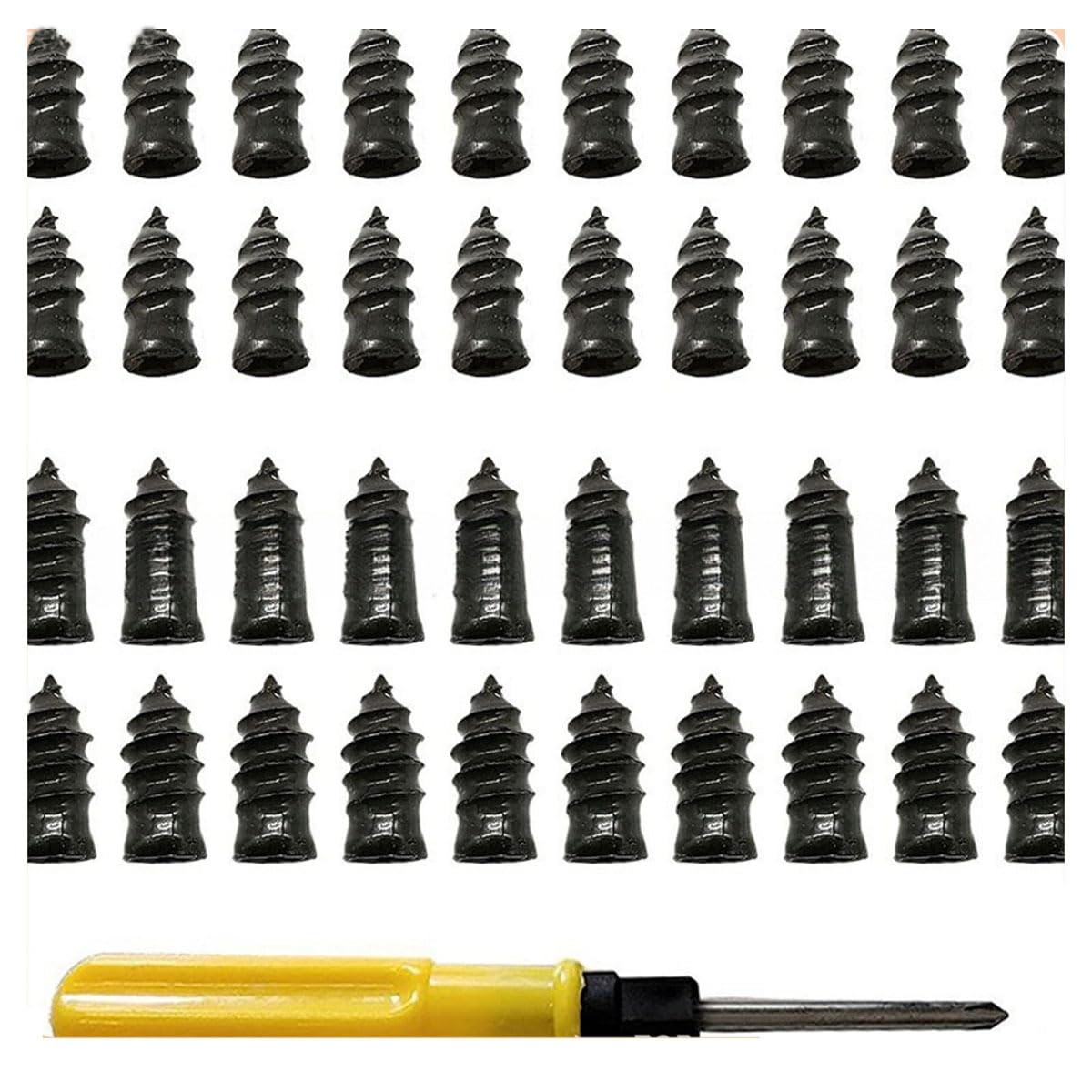 Kit Riparazione Pneumatici 5–100pz, Vite Ripara Gomme Tubeless per Auto Moto Bici, Kit Emergenza Foratura con Cacciavite, Piccolo Medio Grande(50large+50small+Yellow)