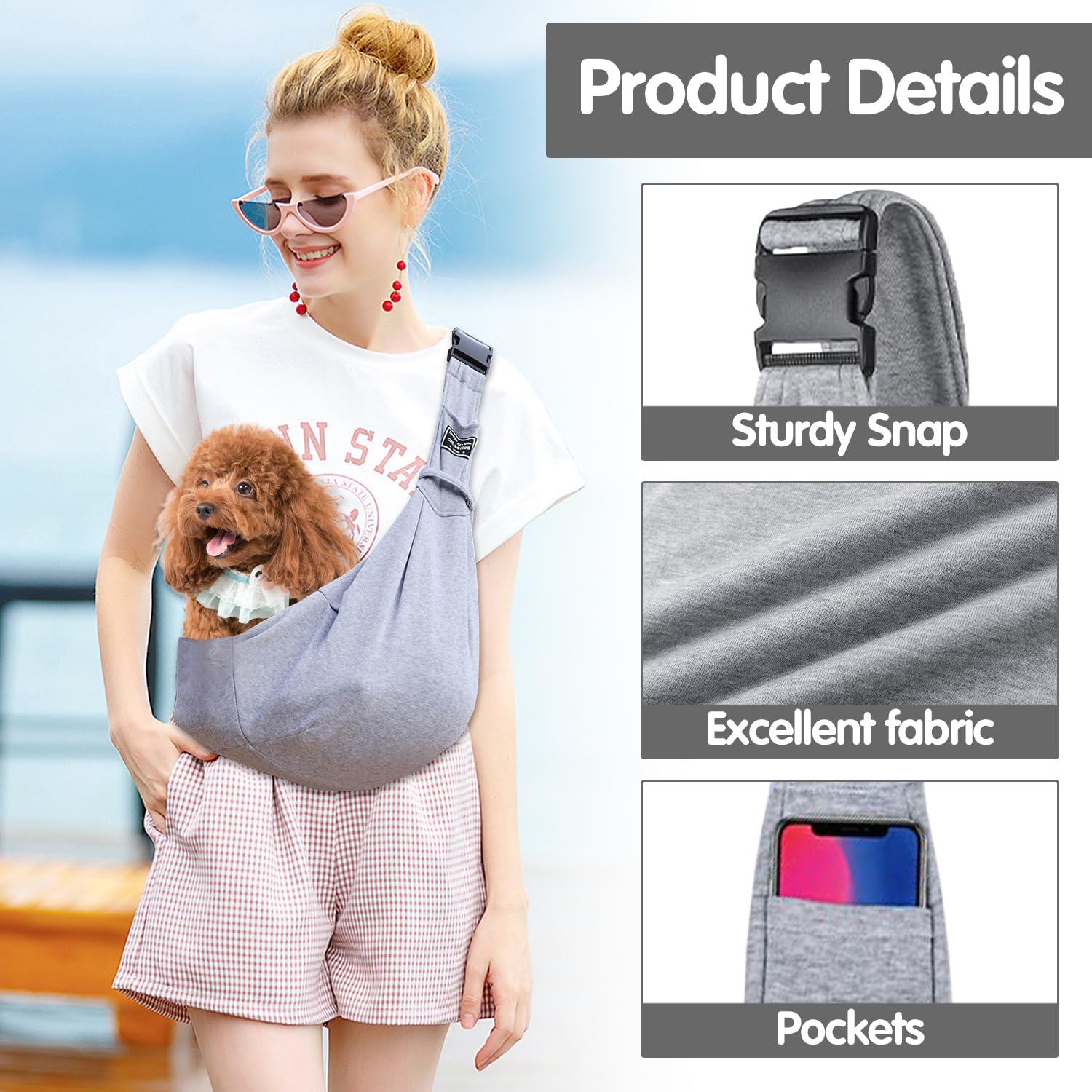 Borsa Tracolla Per Cani Regolabile - Zainetto Porta Animali Comodo Per Viaggi E Passeggiate - Foto 7