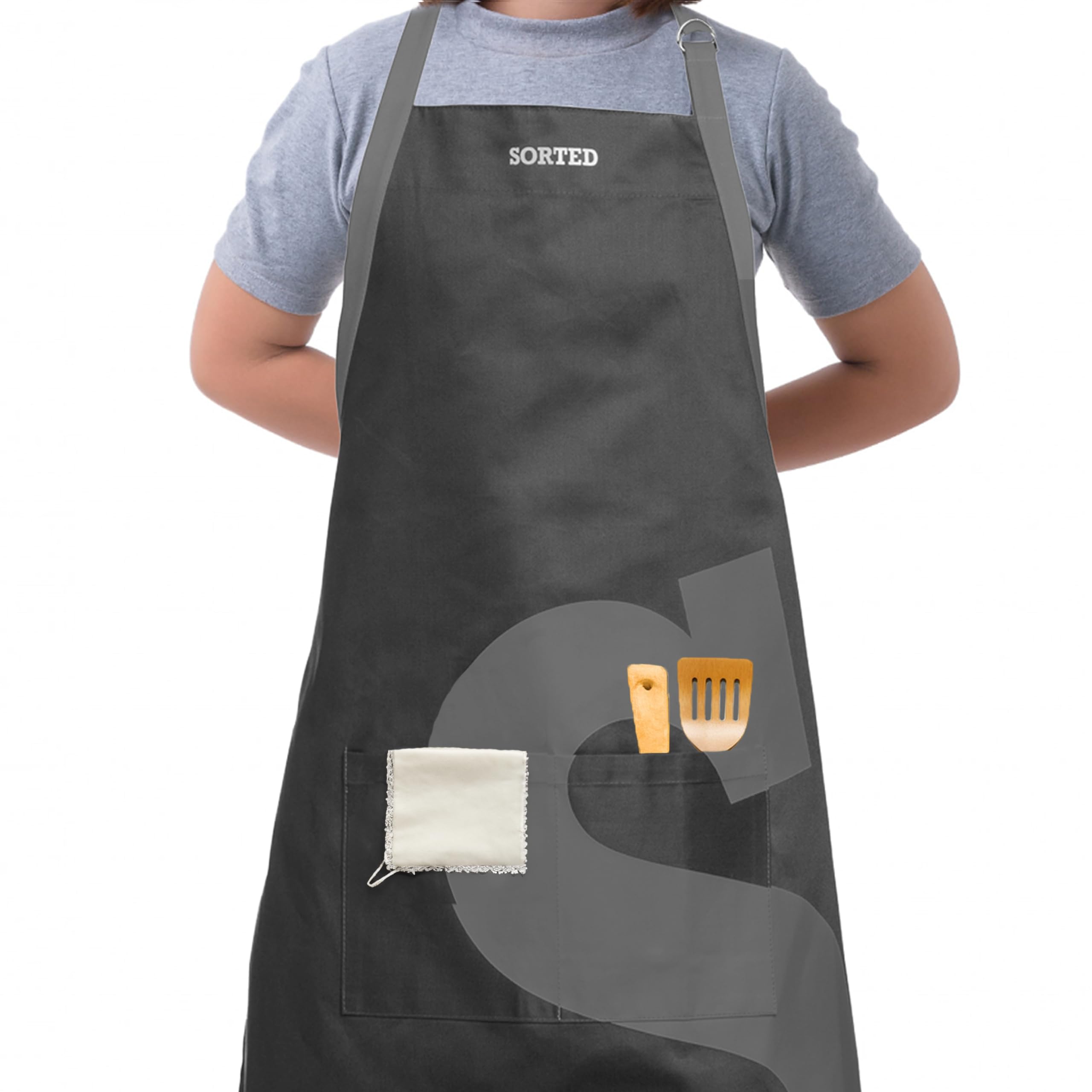 Premier Black And Grey Logo Apron - Adjustable - Machine Washable