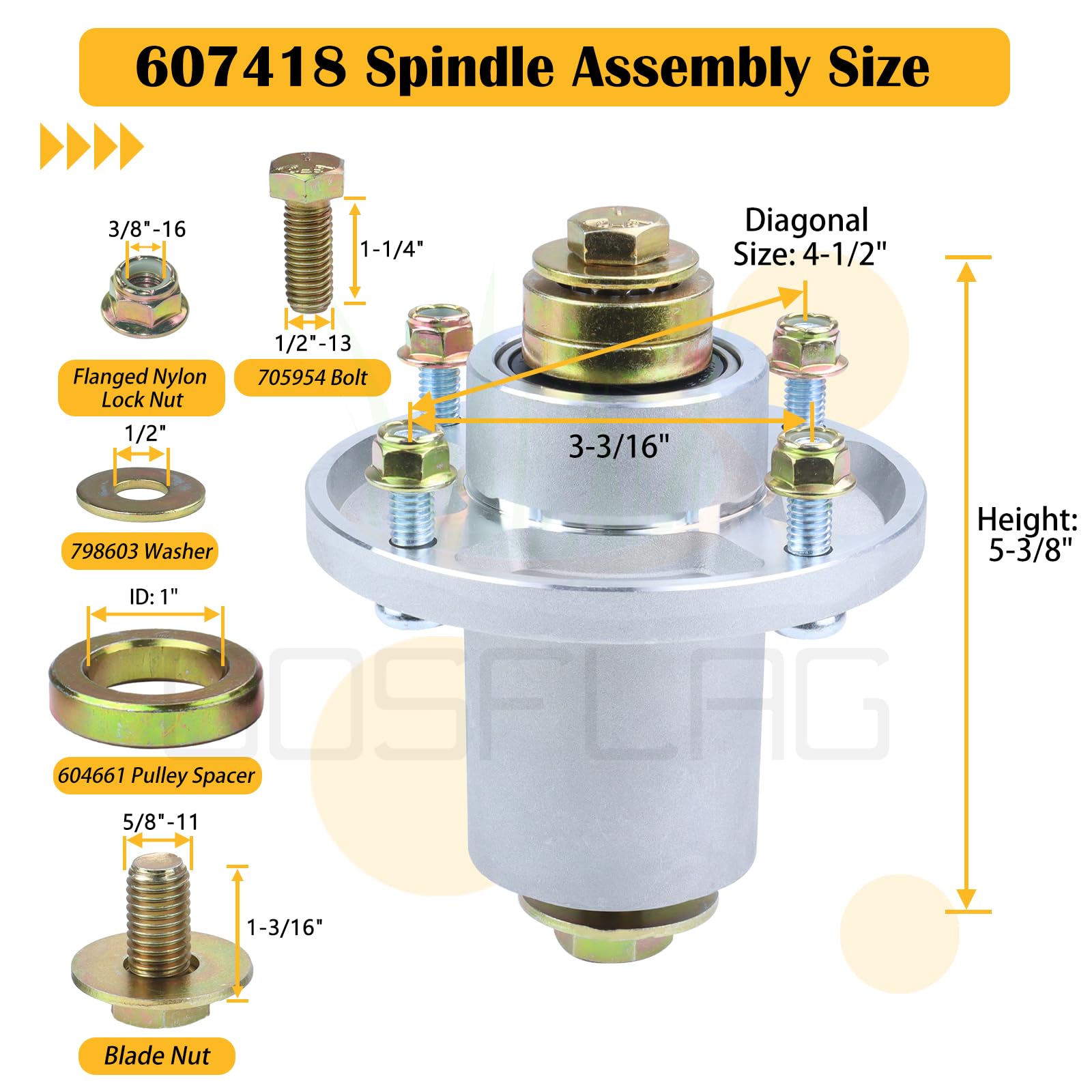 Snapklik.com : 607418 Spindle Assembly Replaces Hustler 601804 Spindle ...