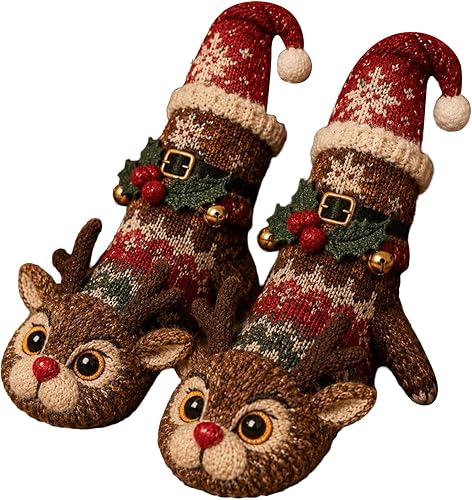 Fuzzy Christmas 3D Cute Knit Animal Socks for Women Warm Coz