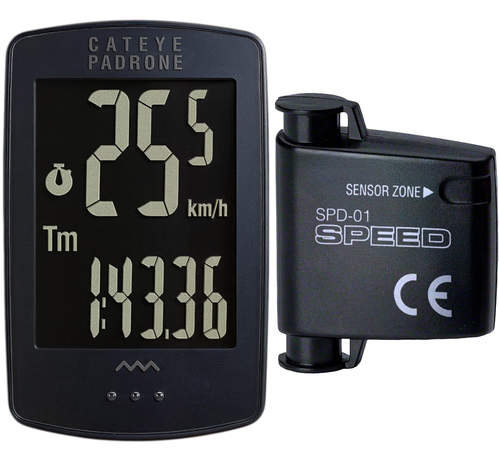 CATEYE Padrone Wireless Bike Computer – Oversized Display Cyclocomputer, Wireless Speedometer & Odometer, FlexTight™ Mount, Auto Start/Stop,