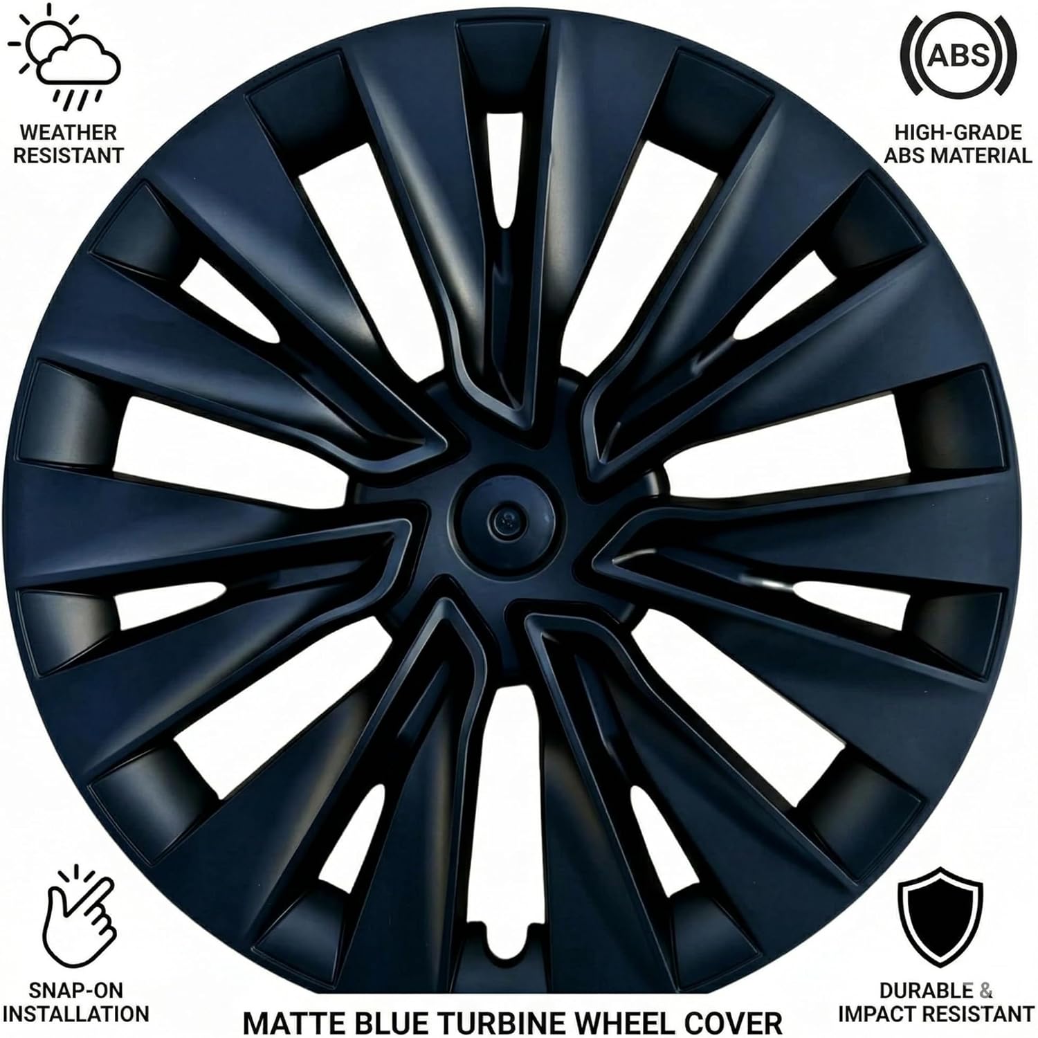 （4PCS） Wheel Hubcaps 19 Inch Wheel Cover Performance Replacement Wheel Cap Full Rim Cover Accessories for Tesla Model Y 2018-2024 (Matte Black)