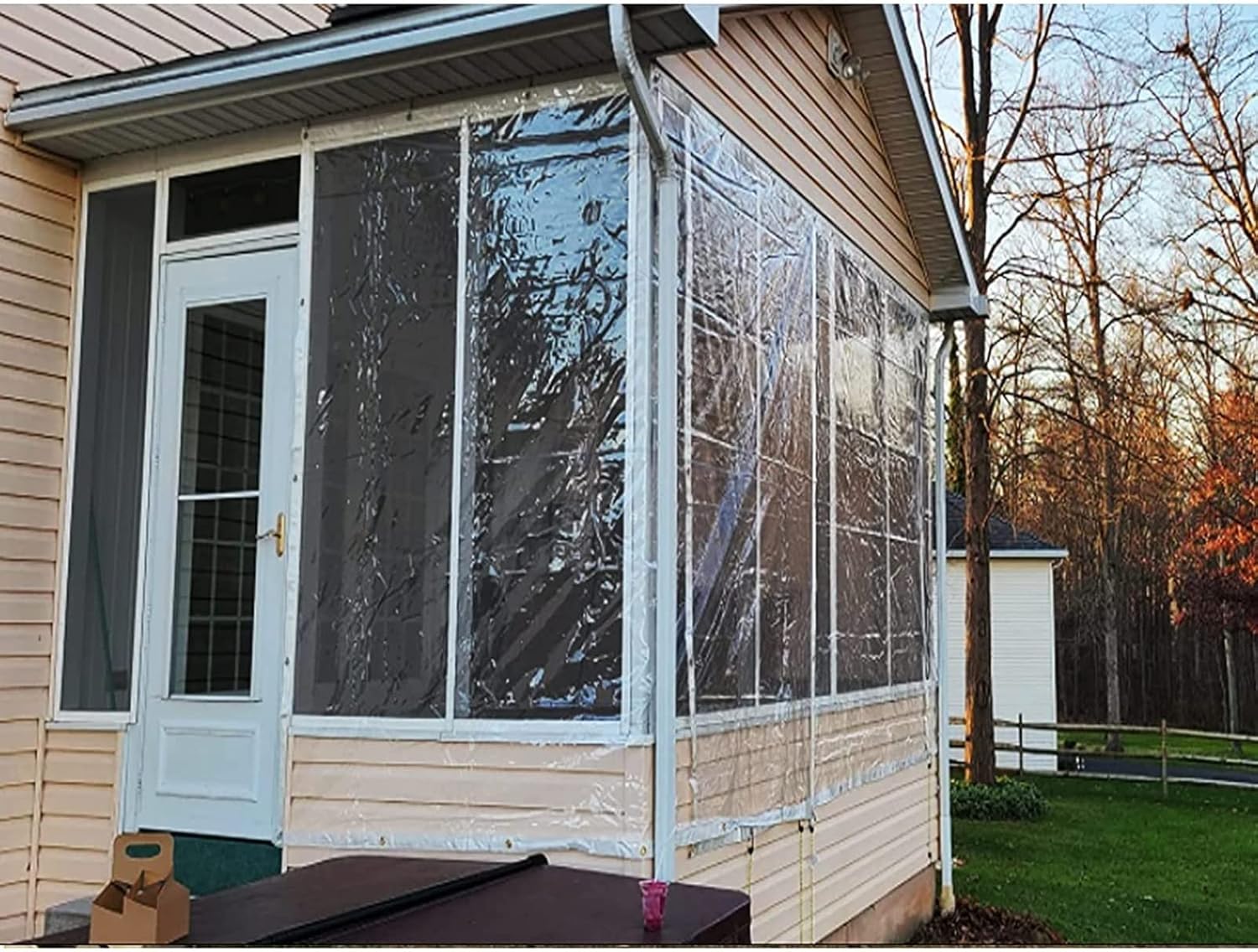 Transparent Tarpaulin with Eyelets, Waterproof Plastic Outdoor Curtains Gazebo Side Panel for Greenhouse, Pergola, Garden (Color : Clear, Size : 20'x16'(6x5m))