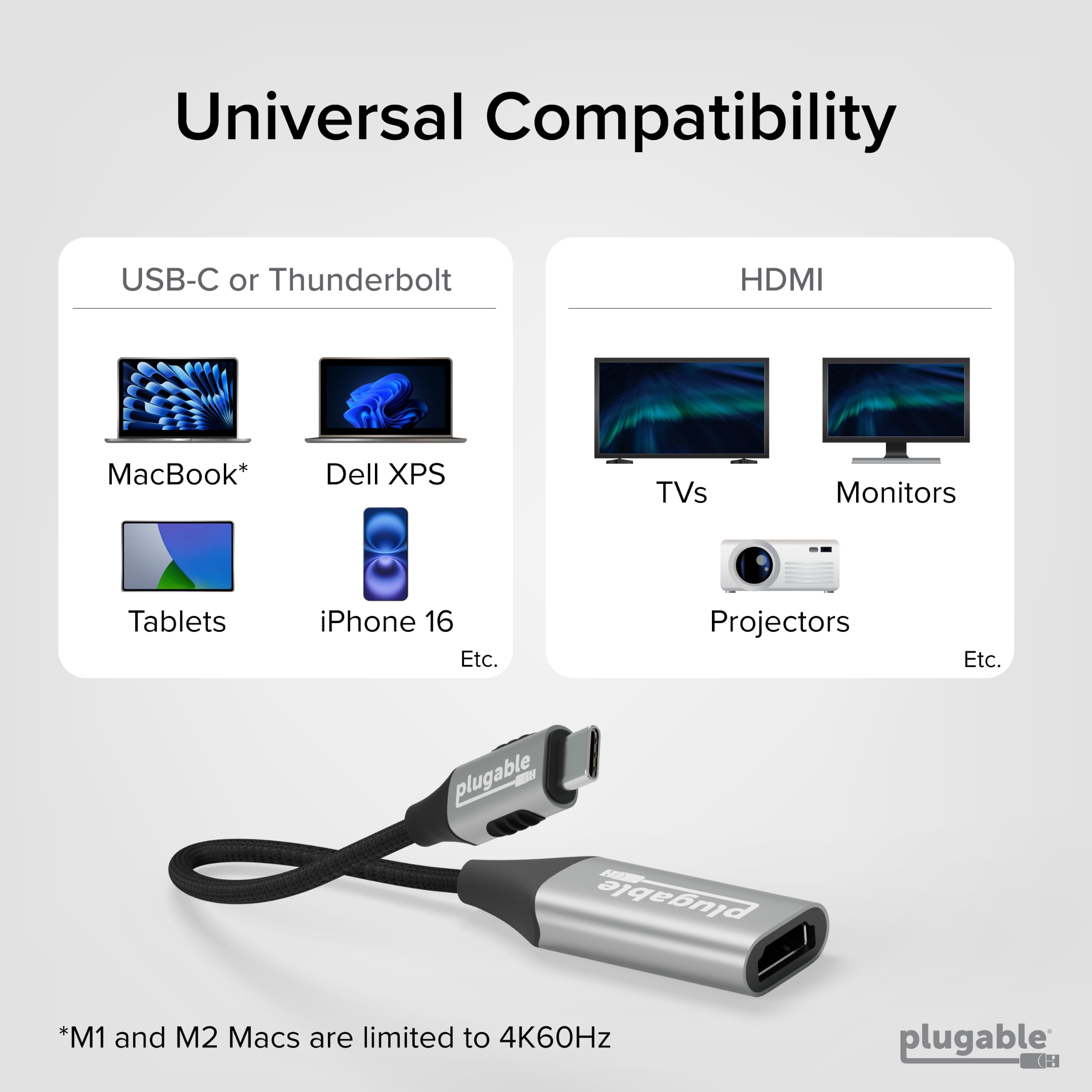 Amazon.com: PLUGABLE HDMI/USB-C Audio Video Adapter - 7680 X 4320