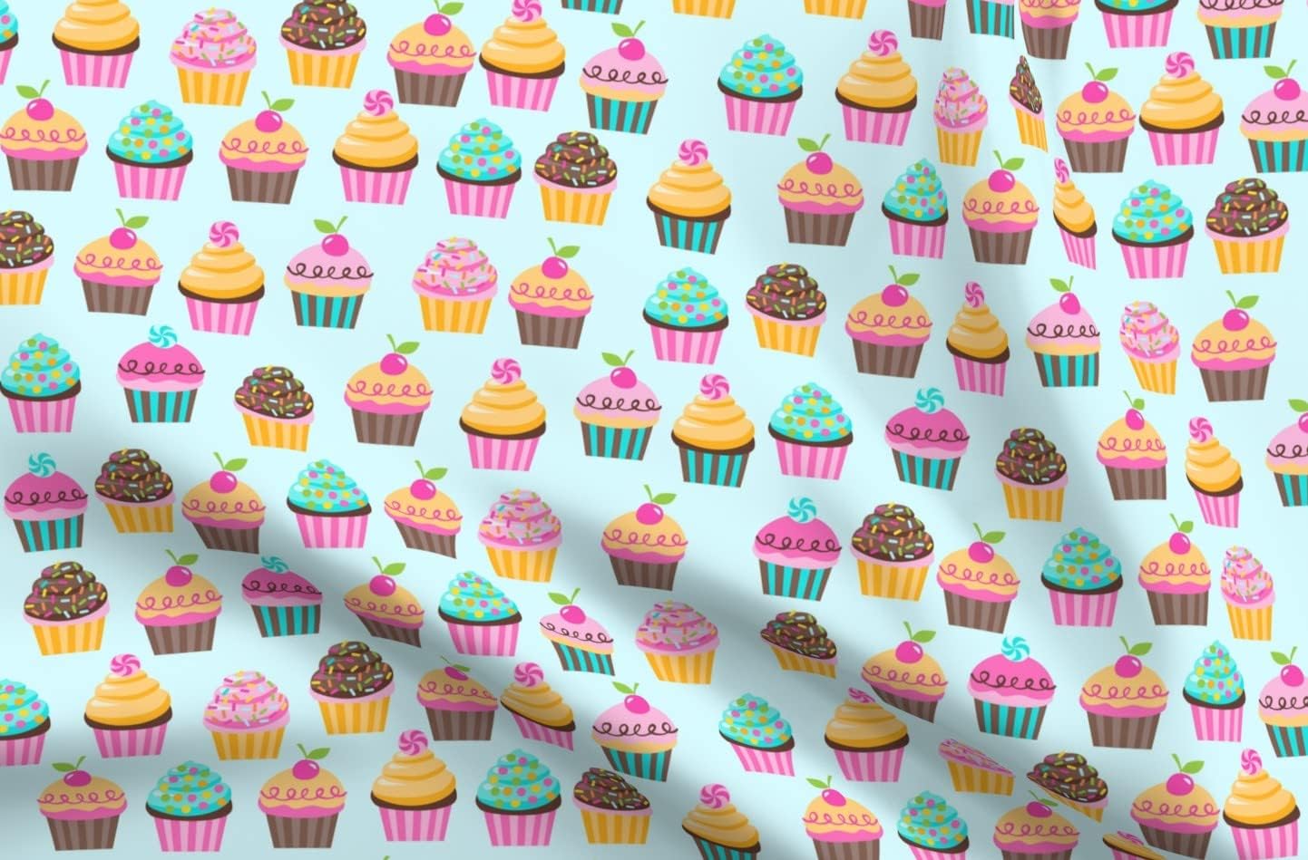 Spoonflower Fabric - Sugar Cupcakes Drops Ice Cream Hipster Kids Cupcake Bakery Sweets Printed on Petal Signature Cotton Fabric by The Yard - Sewing Quilting Apparel Crafts Decor