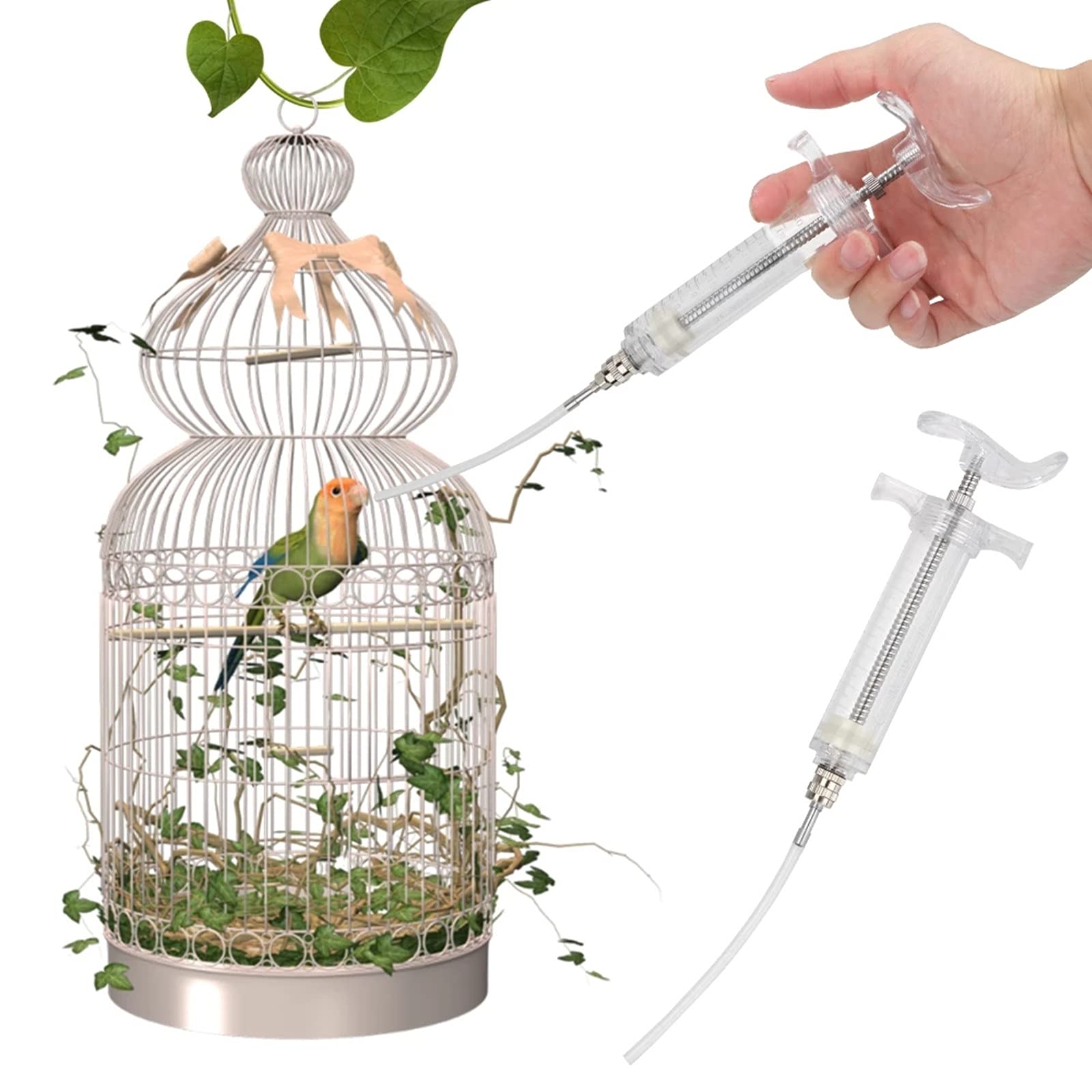 Siringa per alimentazione a mano per uccelli, 2 pezzi, per pappagallo, per mangime per uccelli, piccoli animali domestici (20 ml)