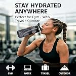 Bouteille d'eau avec paille - pour les enfants adultes, 750ML Sans BPA Tritan, bouteille d'eau de sport avec clip, couvercle de verrouillage, étanche, bouteille en plastique de gym durable pour l'école, bureau, vélo, fitness, noir