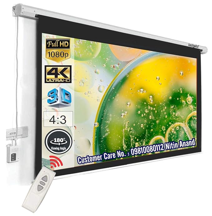 Inlight® Imported Motorised Projector Screen, Size 8 Ft.(Width) x 6 Ft.(Height), in 43 Aspect