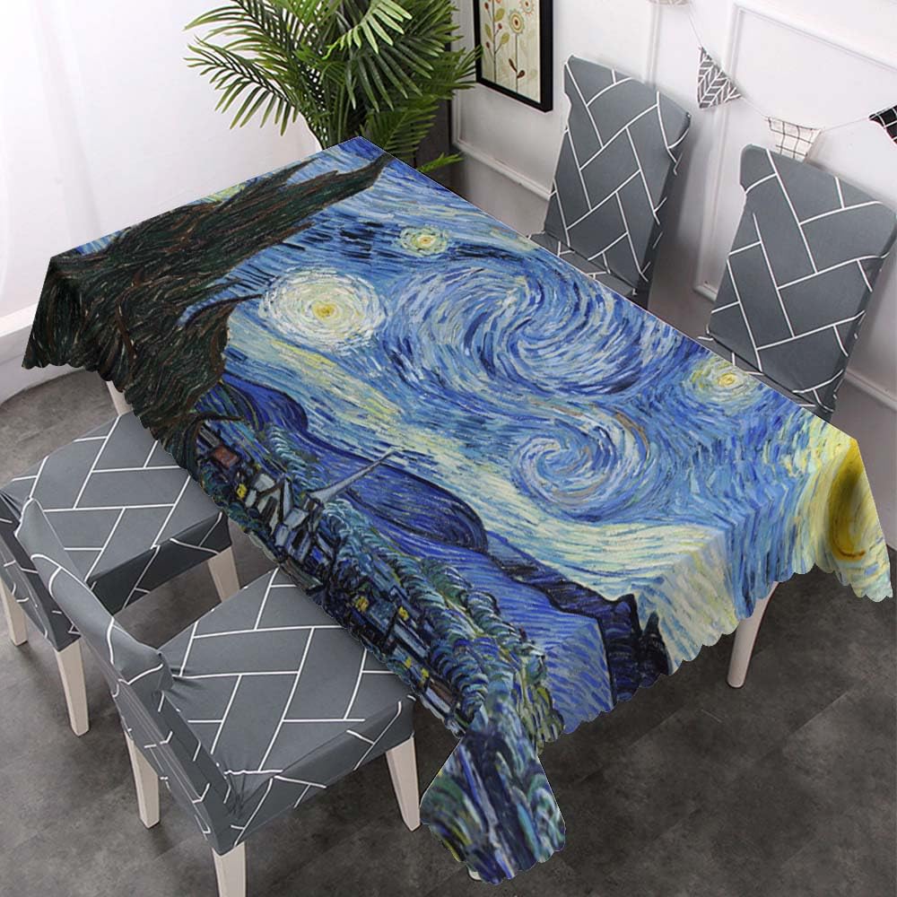Walmsco Tablecloth Starry Night Decor For Dining Room Kitchen Rectangular Table Cover 132 * 178cm, A122, 70.1 x 52 inch (Rectangular) - Image 3