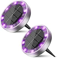 Vista 27 de Peasur Luces solares de suelo para exteriores, paquete de 8 luces planas de disco con energía solar, IP68 impermeable, antioxidante, iluminación