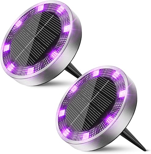 Miniatura 27 de Peasur Luces solares de suelo para exteriores, paquete de 8 luces planas de disco con energía solar, IP68 impermeable, antioxidante, iluminación de