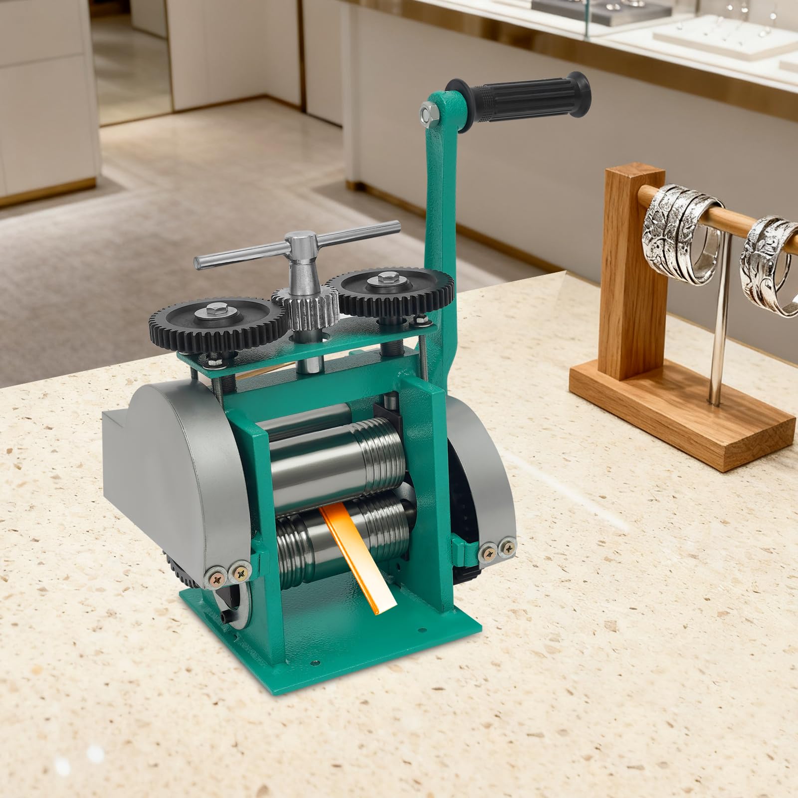 120mm Manuelle Walzwerk Schmuckwalzmaschine Tablettiermaschine Tisch-Kombiwalzwerk, Schmuck Handwalzwerk Maschine für Reparatur und DIY-Werkzeuge