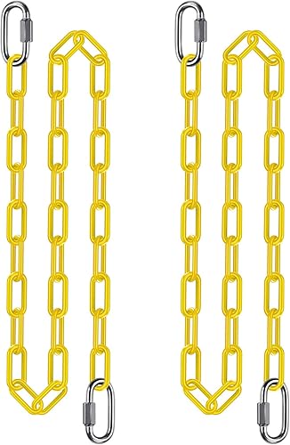 Miniatura 12 de 2 cadenas de columpio de 100 pulgadas con mosquetones, capacidad de 1000 libras, cadenas colgantes recubiertas resistentes, cadenas colgantes para